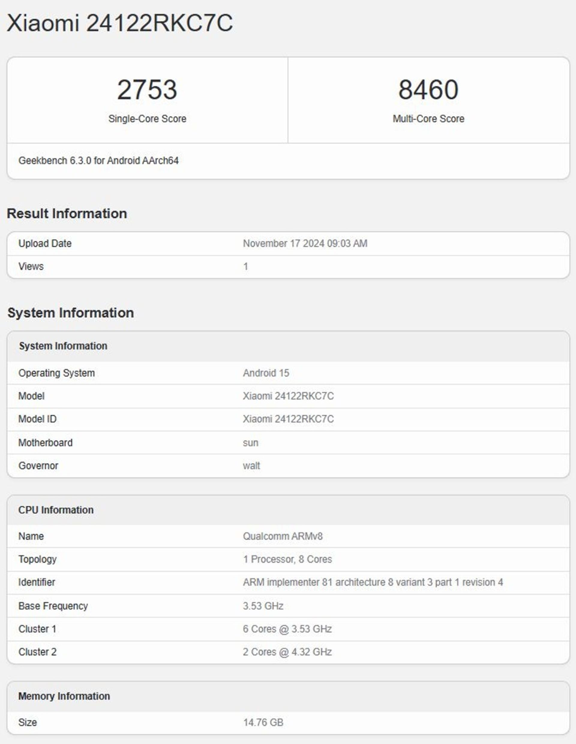 امتیاز ردمی K80 Pro در گیک‌بنچ