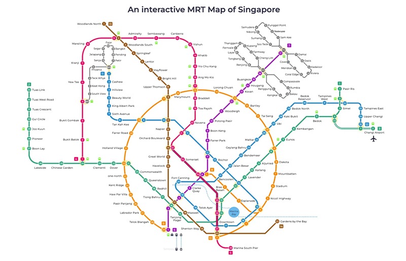 نقشه مترو سنگاپور، منبع عکس: mrtmapsingapore، تصویرگر: نامشخص