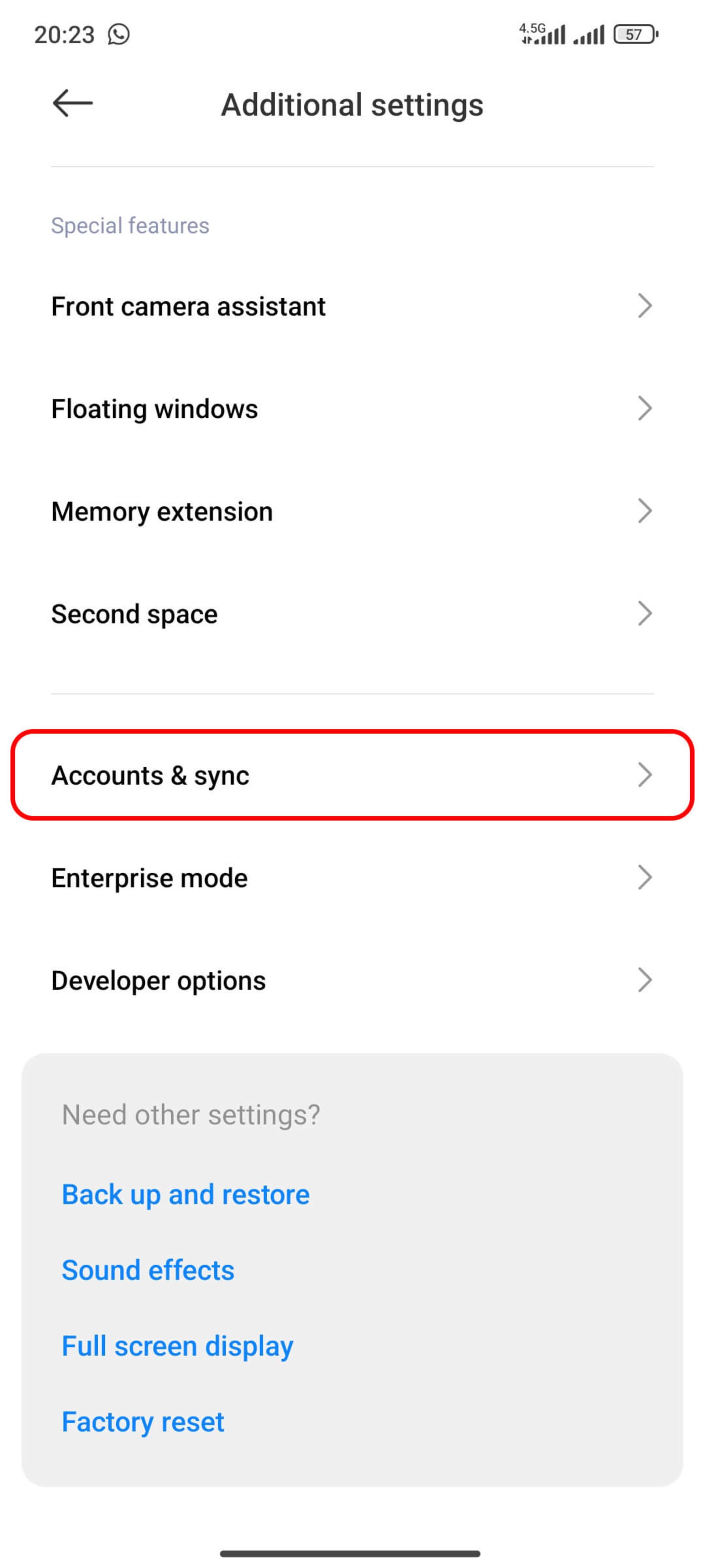 بخش Additional settings (تنظیمات بیشتر) شیائومی